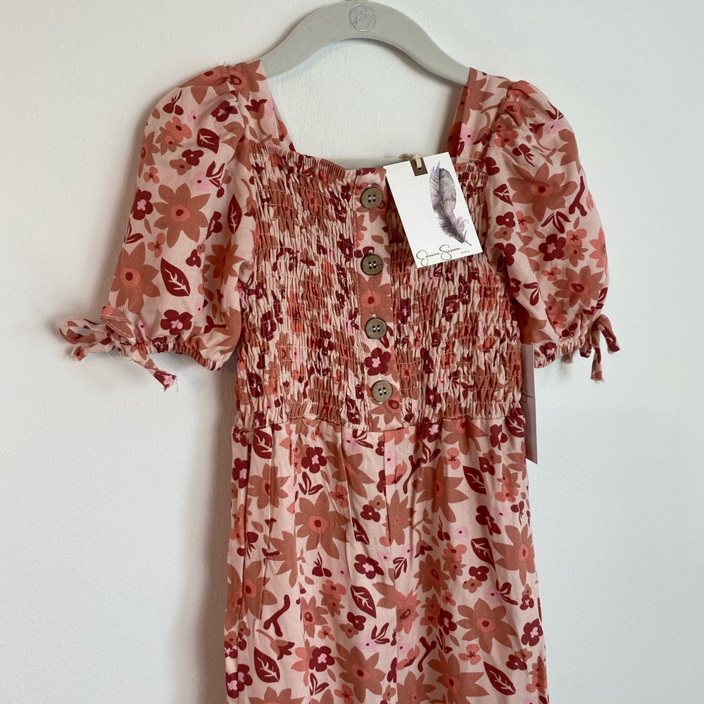 JESSICA SIMPSON Girls Pink Floral Smocked Romper NWT | Size 3T - Picture 4 of 12